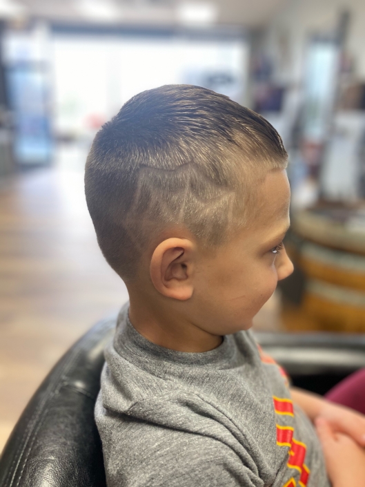 Little Boys haircut with design,Rock Paper Clippers, Kansas City, MO 64152