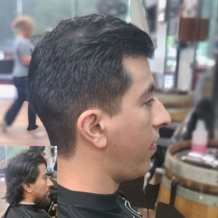Mens haircut before and after, ROCK PAPER CLIPPERS-2 (816) 832-8257