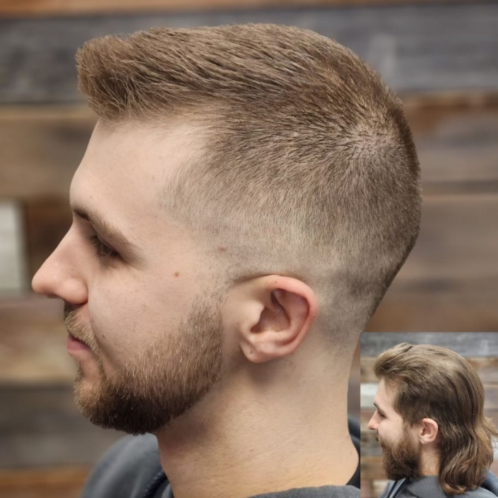 Mens haircut from mullet to magnificent at ROCK PAPER CLIPPERS Kansas City